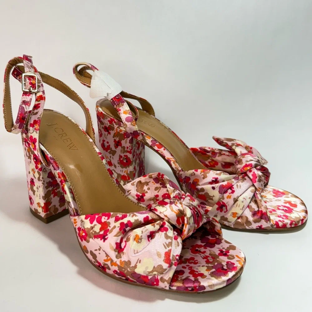 J. Crew Ditsy Floral Print Peep Toe Heeled Sandals NWOT
